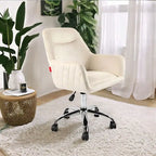Fauteuil pivotant VANITII avec roulettes, style moderne, hauteur réglable, rose/gris/blanc