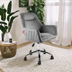 Fauteuil pivotant VANITII avec roulettes, style moderne, hauteur réglable, rose/gris/blanc