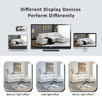 Canapé d'angle moderne en tissu polyester avec pouf, en forme de L.