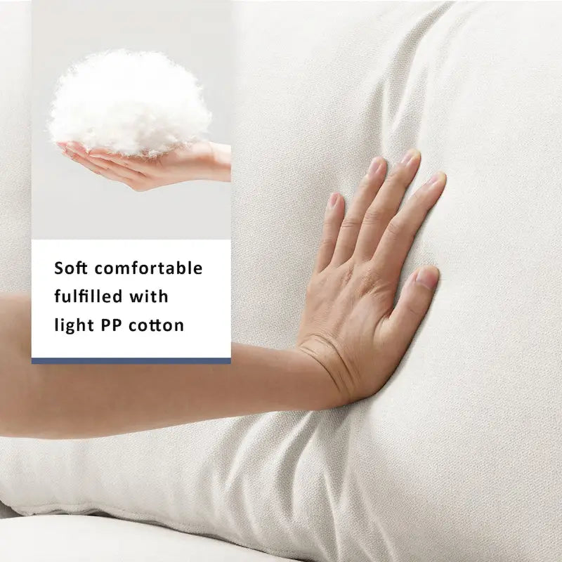 Canapé d'angle moderne en tissu polyester avec pouf, en forme de L.