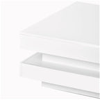 Table basse carrée à deux niveaux, design minimaliste laqué brillant avec éclairage LED, idéale pour le salon.