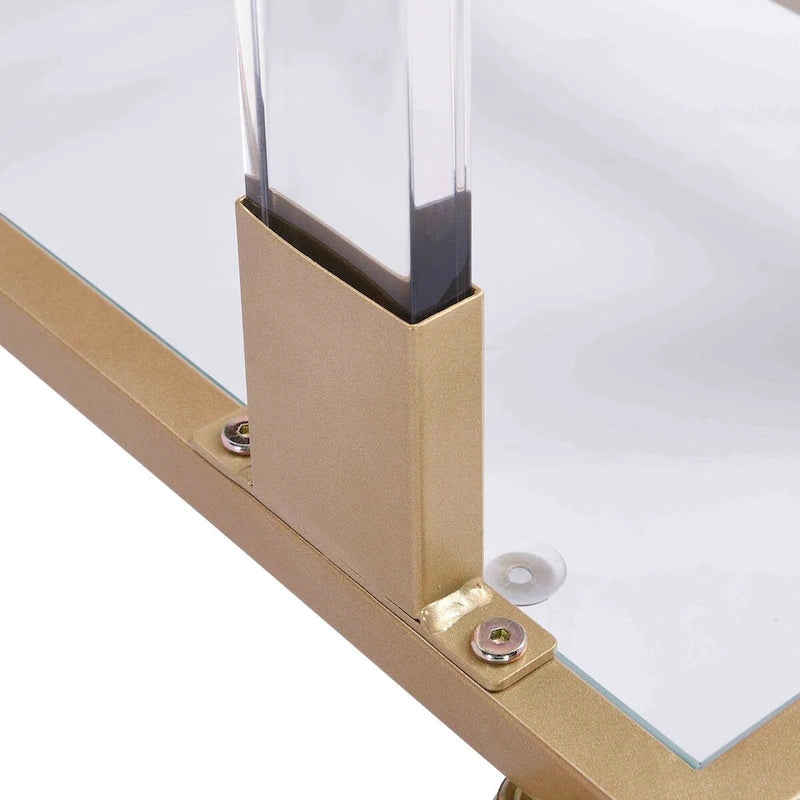 Table d'appoint en verre, table de chevet en acrylique, table carrée en forme de C avec plateau en verre et piètement en métal