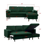 Canapé-lit multifonctionnel réversible en forme de L de 88 pouces avec fauteuil inclinable et rangement