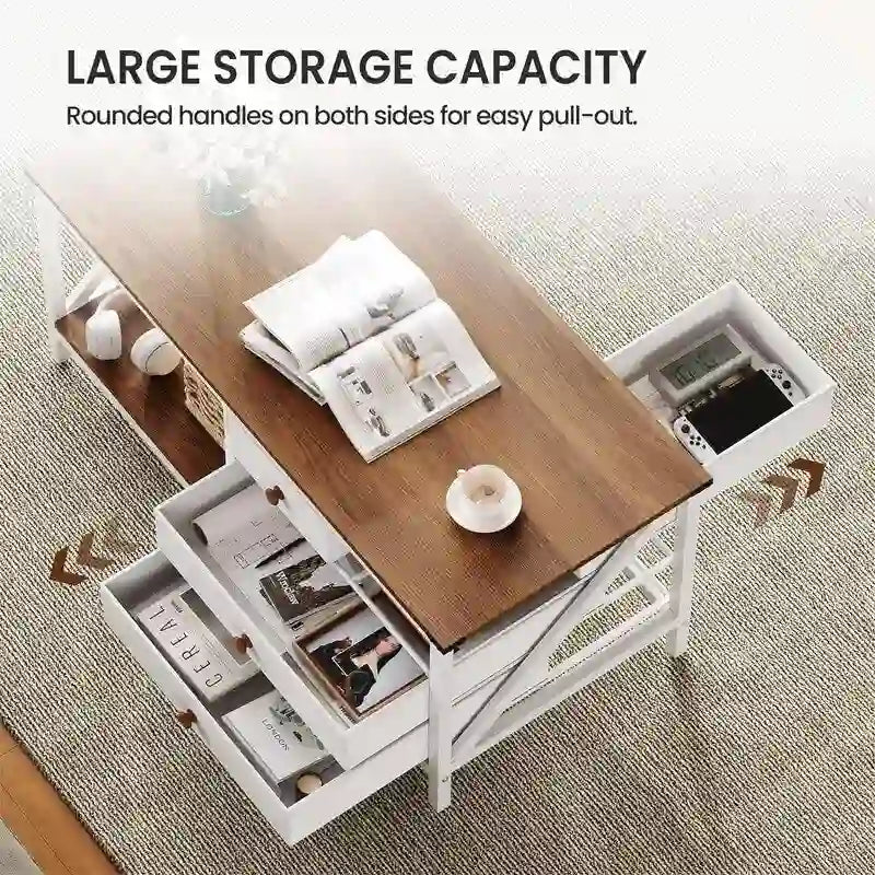 Table basse avec 4 tiroirs de rangement - 50 cm (P) x 110 cm (L) x 50 cm (H)