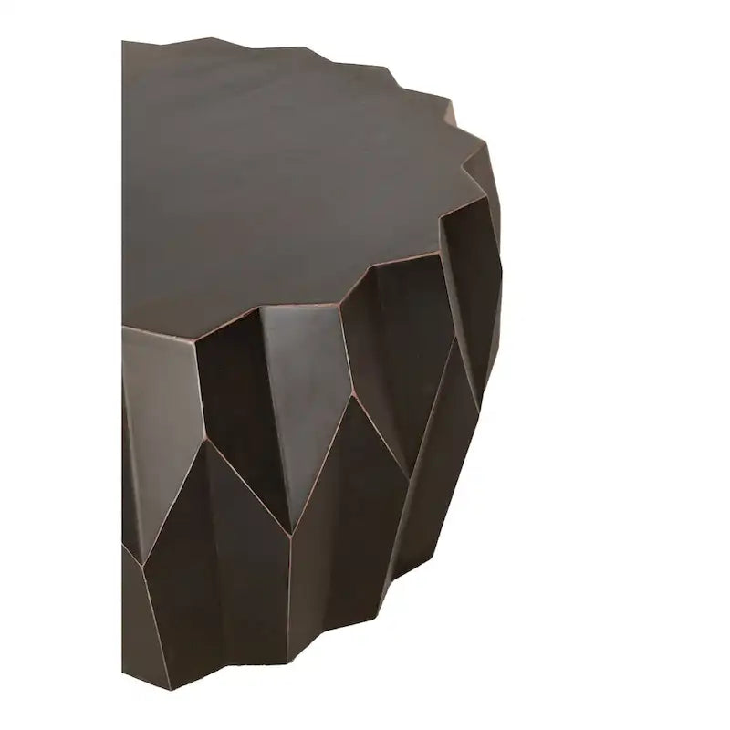 Table basse ronde HomeRoots 29 en bois massif noir vieilli