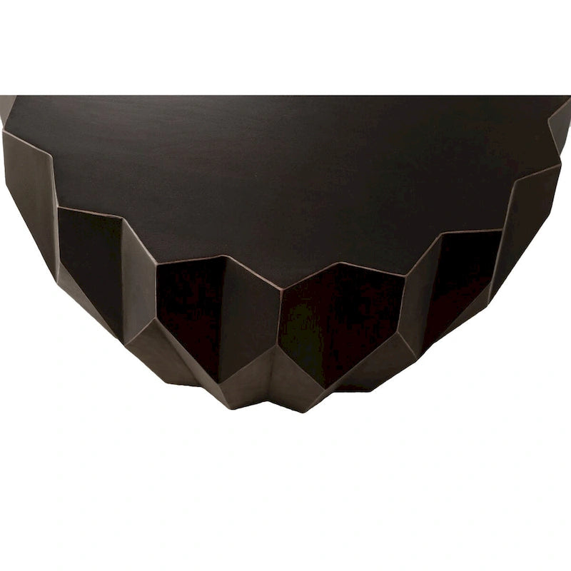 Table basse ronde HomeRoots 29 en bois massif noir vieilli