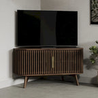 Studio London Sierra Wooden Corner TV Stand with Mid-Century Accents