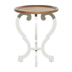 Scrolled Wood Round End Accent Table - 25x19x19
