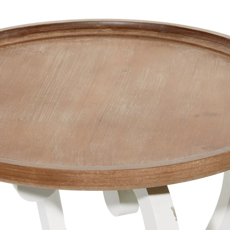 Table d'appoint ronde en bois sculpté - 25 x 19 x 19