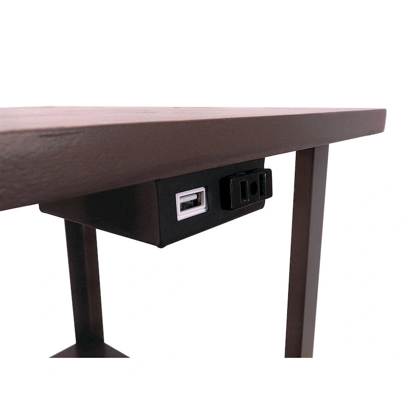 Lampe de table avec étagères latérales carrées pour canapé 58 pouces et station d'alimentation