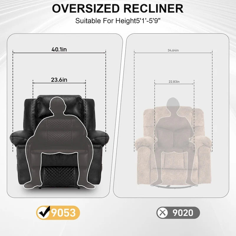 Fauteuil inclinable massant en cuir respirant, manuel, canapé inclinable pour salon