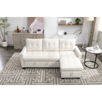 Canapé-lit d'angle réversible 77 pouces avec rangement, canapé d'angle 2 places en forme de L et méridienne intégrée pour salon