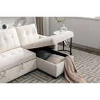 Canapé-lit d'angle réversible 77 pouces avec rangement, canapé d'angle 2 places en forme de L et méridienne intégrée pour salon