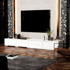 Contemporary TV Console - Storage Cabinet, White Media Stand