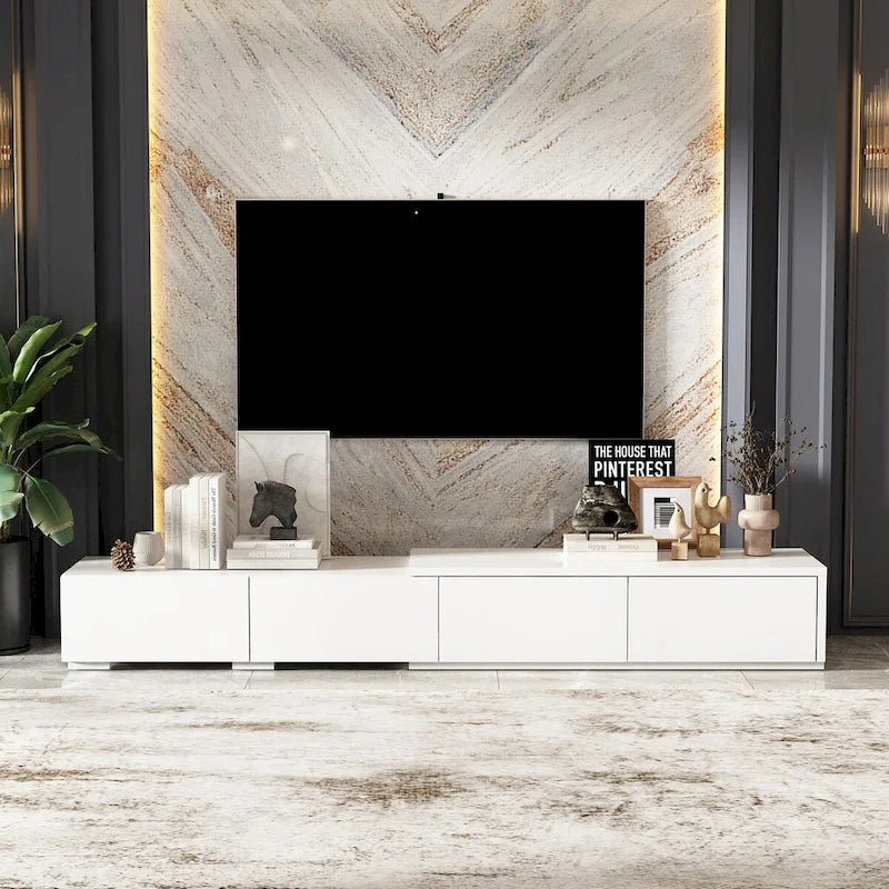 Meuble TV contemporain - Meuble de rangement, support multimédia blanc