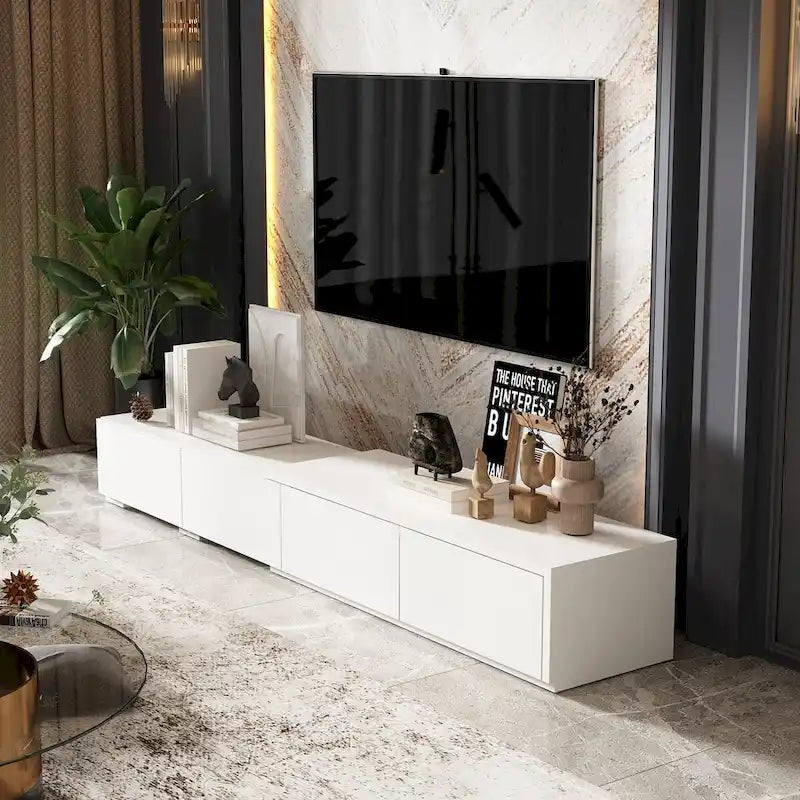 Meuble TV contemporain - Meuble de rangement, support multimédia blanc