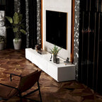 Meuble TV contemporain - Meuble de rangement, support multimédia blanc