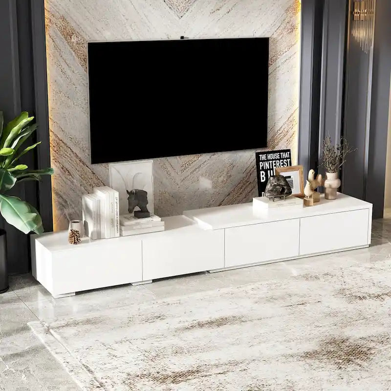 Meuble TV contemporain - Meuble de rangement, support multimédia blanc