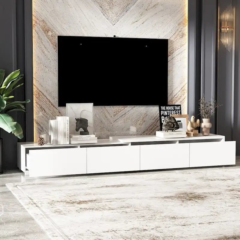 Meuble TV contemporain - Meuble de rangement, support multimédia blanc