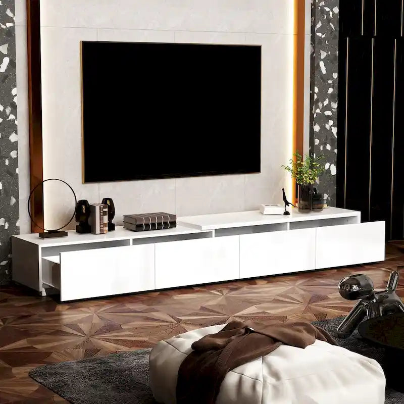 Meuble TV contemporain - Meuble de rangement, support multimédia blanc