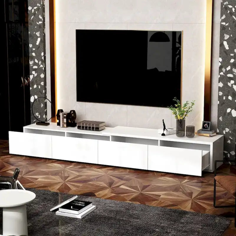 Meuble TV contemporain - Meuble de rangement, support multimédia blanc