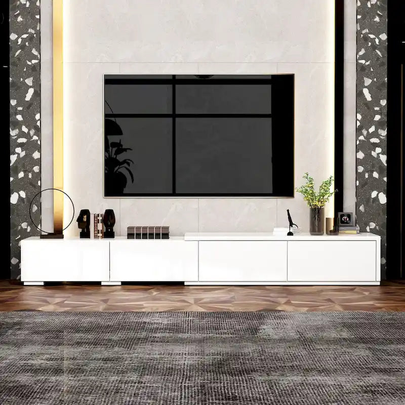 Meuble TV contemporain - Meuble de rangement, support multimédia blanc