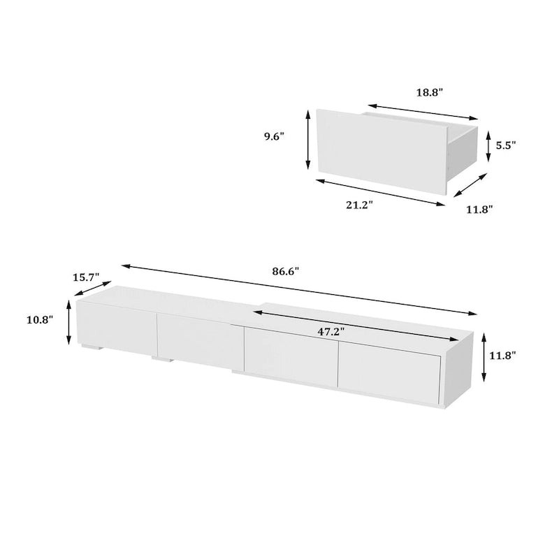 Meuble TV contemporain - Meuble de rangement, support multimédia blanc