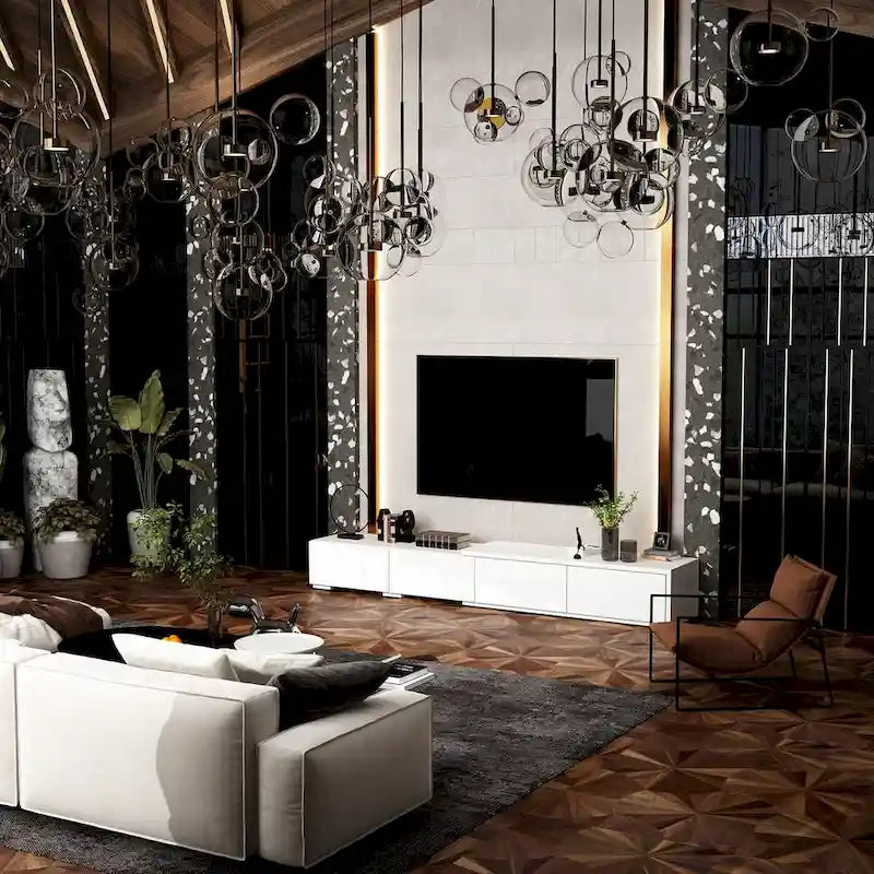 Meuble TV contemporain - Meuble de rangement, support multimédia blanc