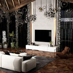 Meuble TV contemporain - Meuble de rangement, support multimédia blanc