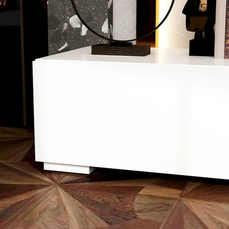 Meuble TV contemporain - Meuble de rangement, support multimédia blanc