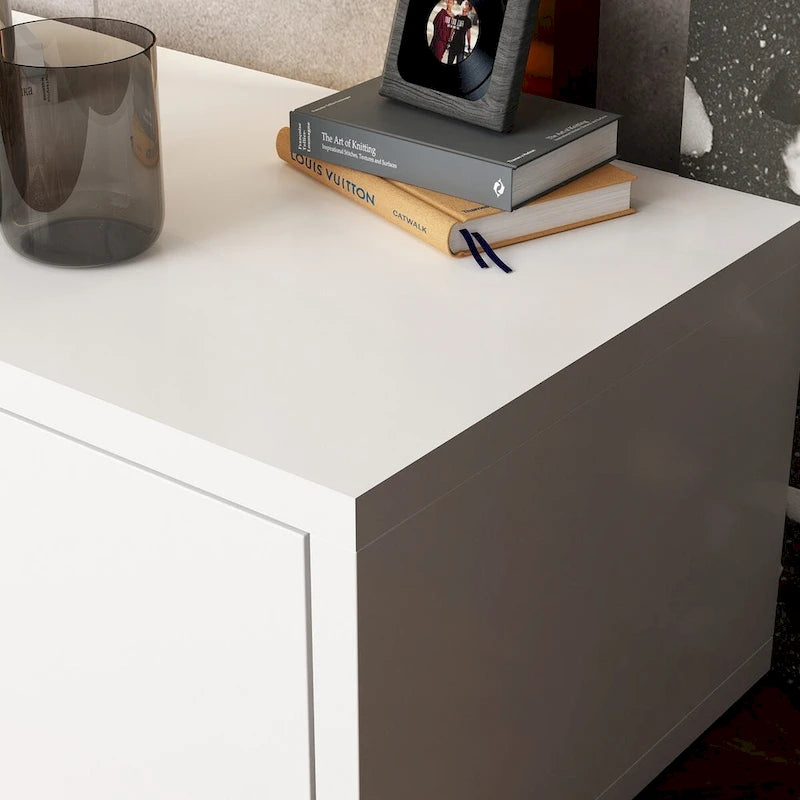 Meuble TV contemporain - Meuble de rangement, support multimédia blanc