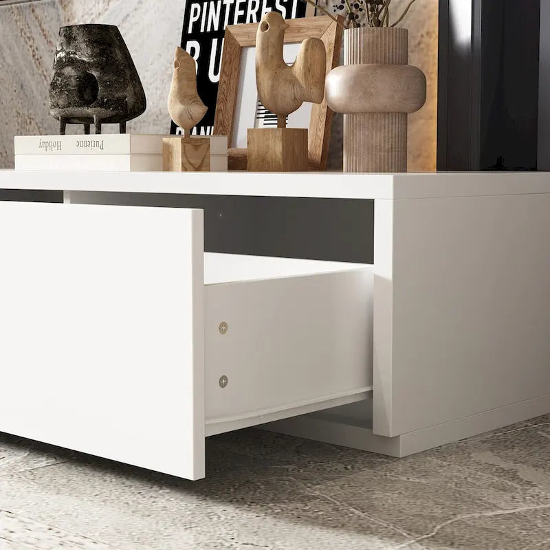 Meuble TV contemporain - Meuble de rangement, support multimédia blanc