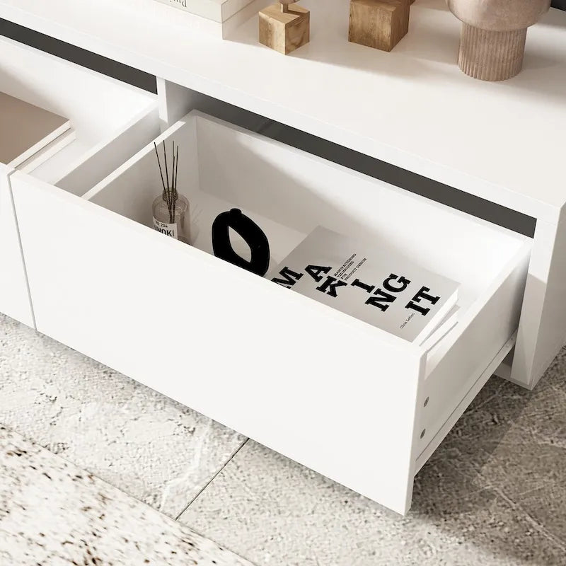 Meuble TV contemporain - Meuble de rangement, support multimédia blanc