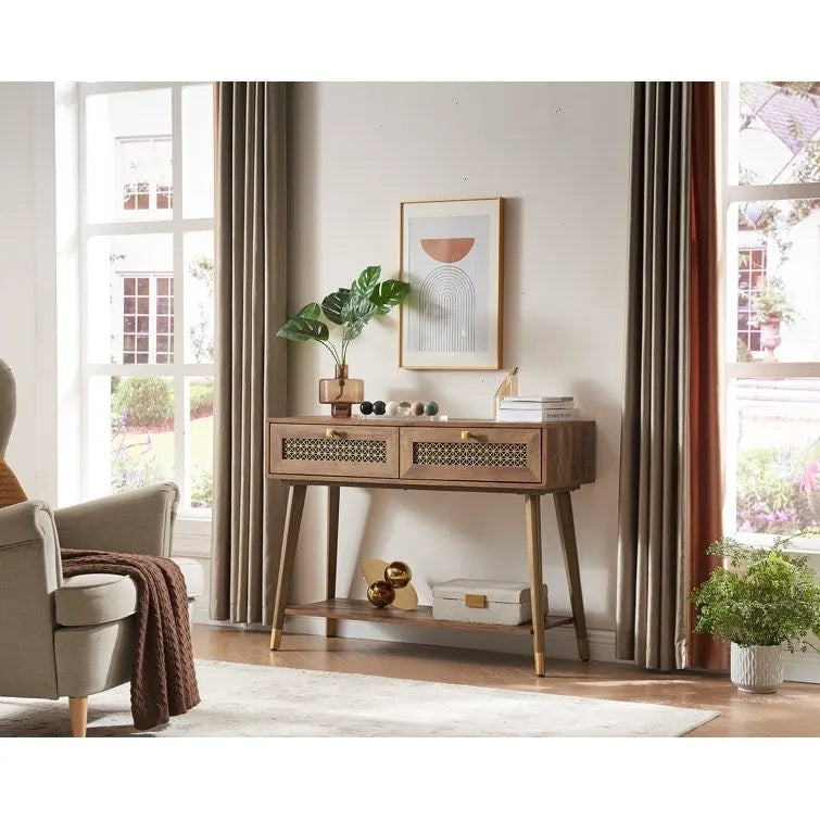 Table console en bois à 2 tiroirs de 41,9 pouces